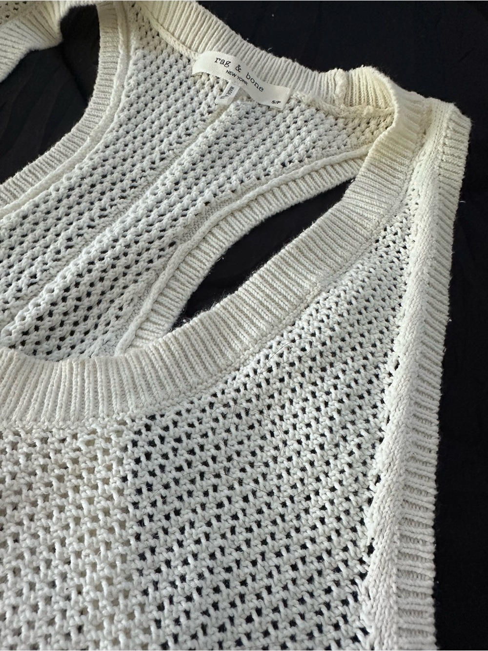 rag & bone Cream Open-Knit Racerback Tank - Picture 5 of 5